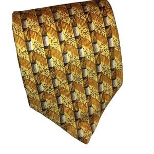 Ermenegildo Zegna Necktie Gold Disegno Esclusivo 100% Silk Tie  MADE IN ITALY